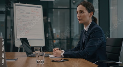 Businesswoman in Meeting Taking Notes