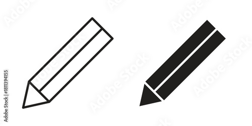 Pencil icons of black colored in various styles