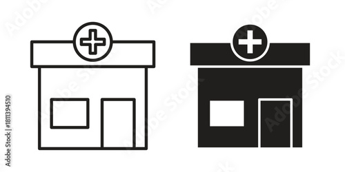 Pharmacy icons of black colored in various styles