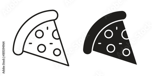 Pizza slice icons of black colored in various styles