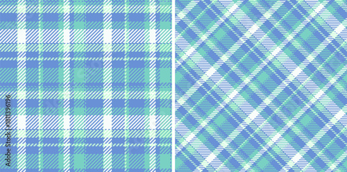 Texture plaid pattern of vector tartan textile with a background seamless check fabric. Set in sky colors for clothing style trends.