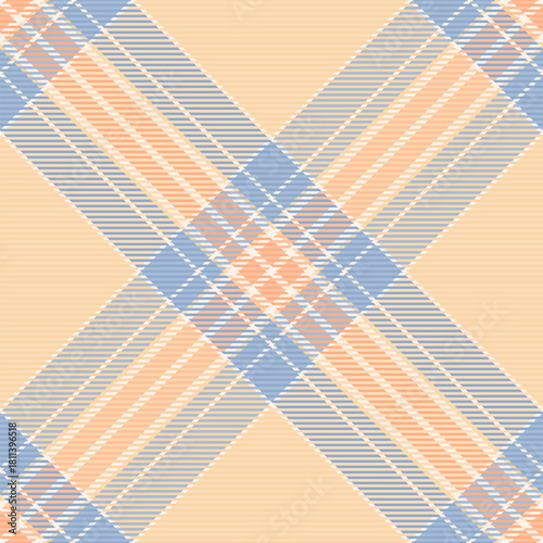 Shirt check plaid texture, kind textile tartan fabric. Periodic pattern background seamless vector in orange and peach puff colors.