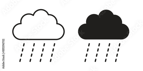 Rain icons of black colored in various styles