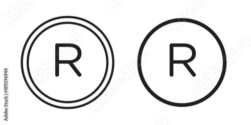 Registered icons of black colored in various styles