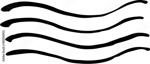 Vintage Wavy Postmark Cancellation – Hand-Drawn Wave Lines, Rough Ink Texture, Mail & Postcard Illustration, Isolated SVG