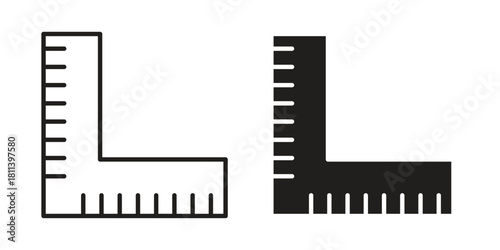 Ruler combined icons of black colored in various styles