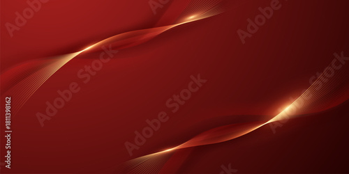 Abstract background design modern red and gold geometric elements vector illustration
