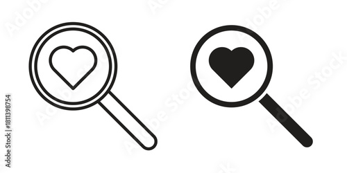 Search heart icons of black colored in various styles