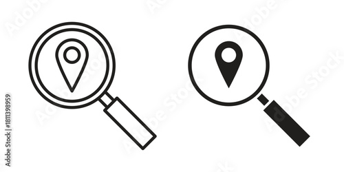Search Location icons of black colored in various styles