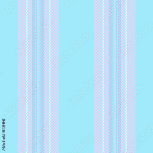 Straight seamless fabric pattern, deco background stripe texture. Covering vector textile vertical lines in cyan and light colors.