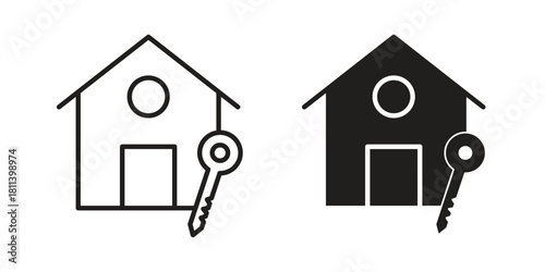 Selling or rent home icons of black colored in various styles