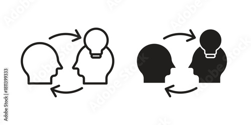 Share thoughts icons of black colored in various styles