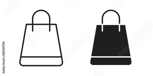 Shopping bag icons of black colored in various styles