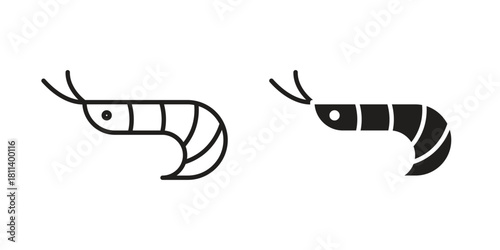 Shrimp icons of black colored in various styles