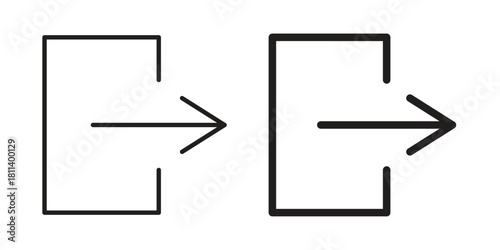 Sign out icons of black colored in various styles