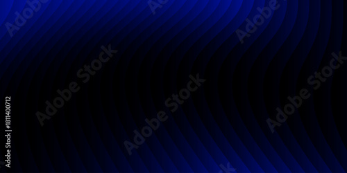 Neon ribbed fractal glass 3d background. Holographic vertical stripe pattern with vibrant purple blue yellow gradient. Abstract black bg, iridescent texture lines in radiant colors. 3D illustration