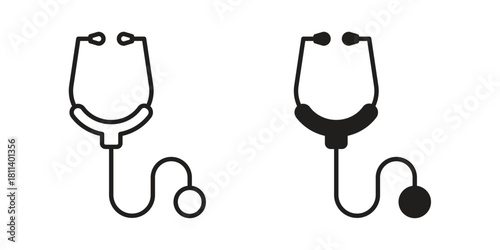 Stethoscope icons of black colored in various styles