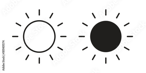 Sun icons of black colored in various styles