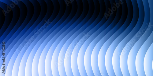 Neon ribbed fractal glass 3d background. Holographic vertical stripe pattern with vibrant purple blue yellow gradient. Abstract black bg, iridescent texture lines in radiant colors. 3D illustration