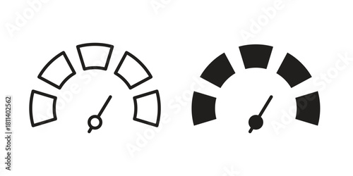 Tachometer icons of black colored in various styles
