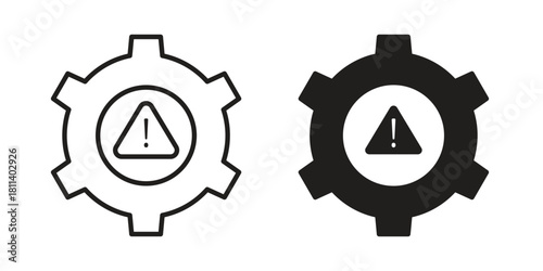 Technical warning icons of black colored in various styles