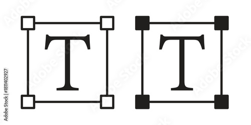 Text icons of black colored in various styles