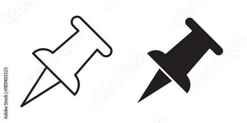 Thumbtack icons of black colored in various styles