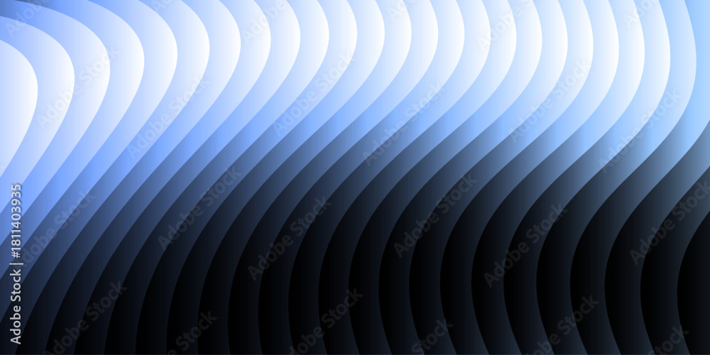 Obraz premium Neon ribbed fractal glass 3d background. Holographic vertical stripe pattern with vibrant purple blue yellow gradient. Abstract black bg, iridescent texture lines in radiant colors. 3D illustration