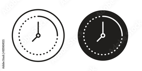 Time quarter past icons of black colored in various styles