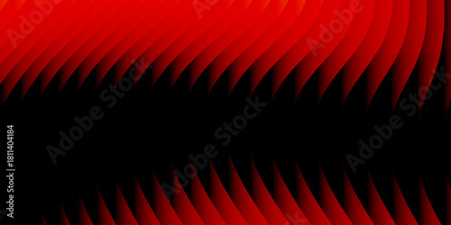 Neon ribbed fractal glass 3d background. Holographic vertical stripe pattern with vibrant purple blue yellow gradient. Abstract black bg, iridescent texture lines in radiant colors. 3D illustration