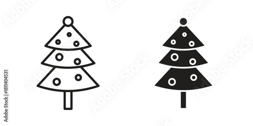Tree christmas icons of black colored in various styles