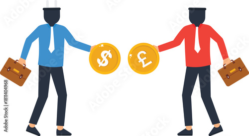 Currency Exchange International Business Financial Partnership Global Trade Dollar Pound Business Deal Economic Connection Forex Trading Investment Concept Corporate Agreement Power Connection