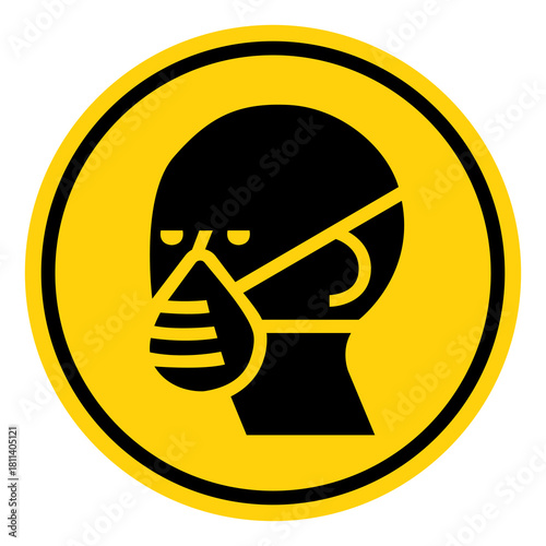 Wear Mask Symbol Sign, Vector Illustration, Isolate On White Background Label. EPS10