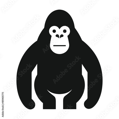 Black gorilla illustration on white background primate