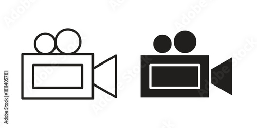Video camera icons of black colored in various styles