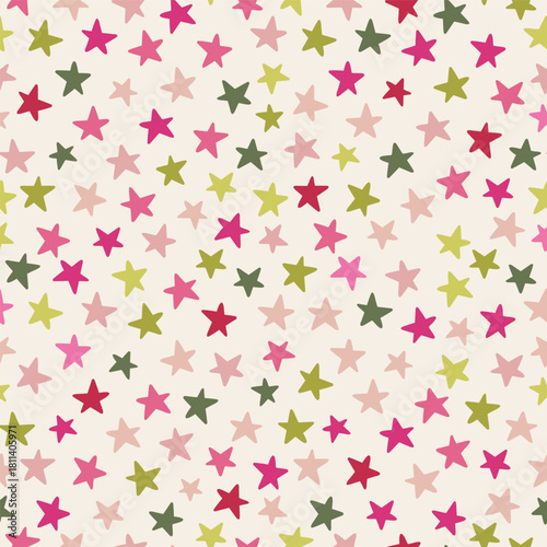 Colorful vector seamless pattern with stars for party, birthday, christmas wrapping paper and decoration.