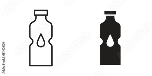 Water bottle icons of black colored in various styles