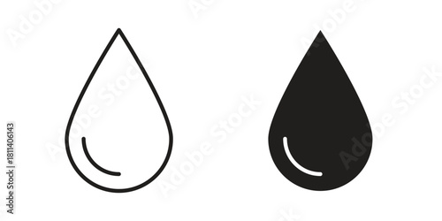Water drop icons of black colored in various styles