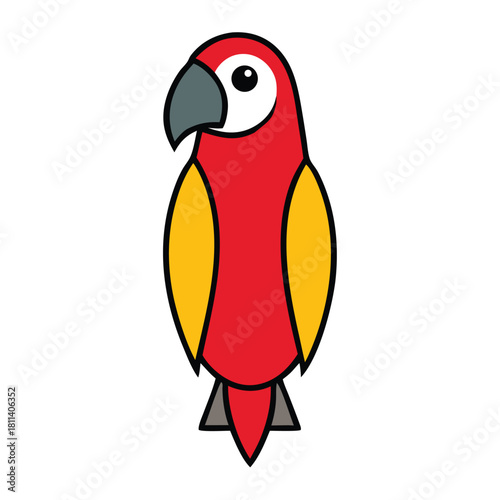 Red And Yellow Parrot Bird On White Background 