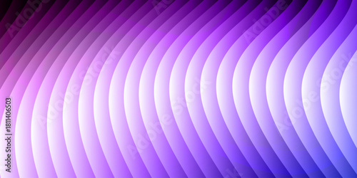 Neon ribbed fractal glass 3d background. Holographic vertical stripe pattern with vibrant purple blue yellow gradient. Abstract black bg, iridescent texture lines in radiant colors. 3D illustration