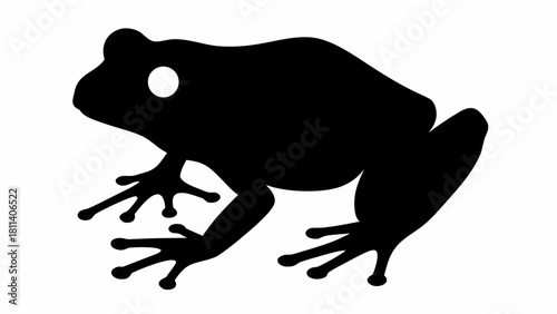 Silhouette of a frog with detailed feet and legs, showcasing its amphibian form and distinctive eye spot