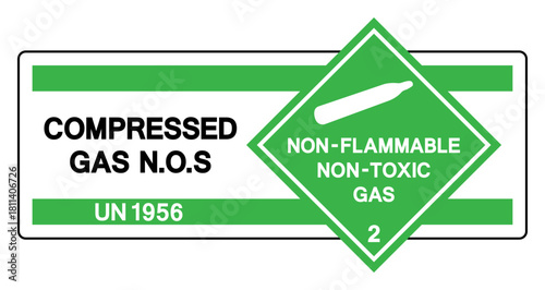 Compressed Gas UN 1956 Symbol Sign, Vector Illustration, Isolate On White Background, Label.EPS10