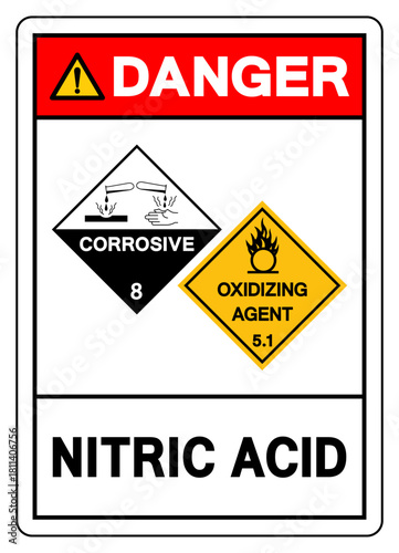 Danger Nitric Acid Symbol Sign, Vector Illustration, Isolate On White Background, Label.EPS10