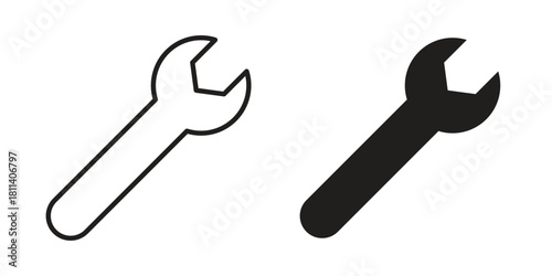 Wrench icons of black colored in various styles