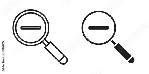 Zoom out icons of black colored in various styles