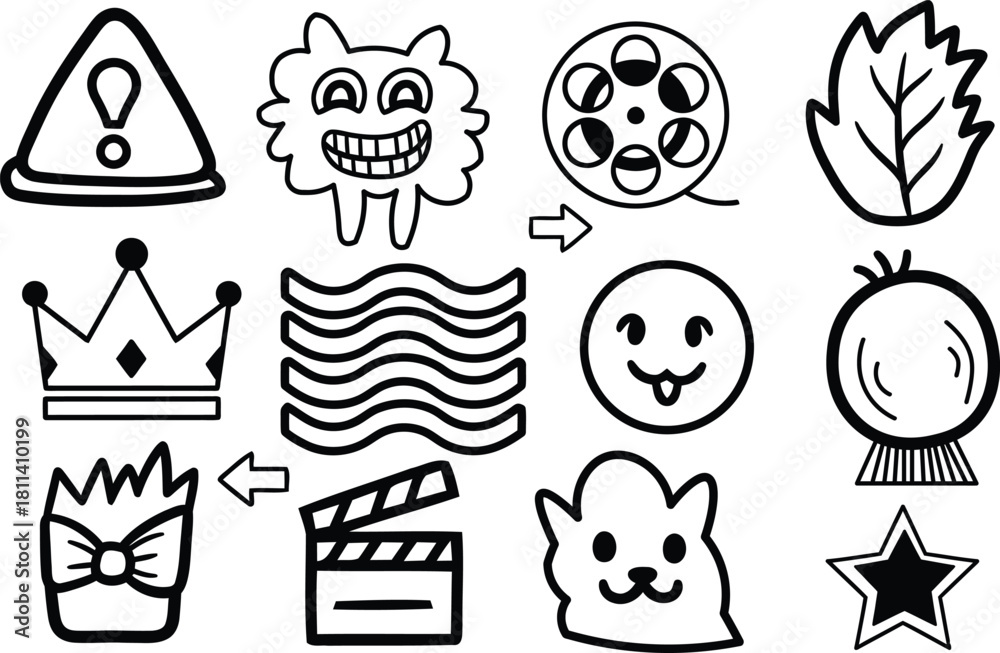 Fototapeta premium hand drawn fun and creative doodle brush design collection 