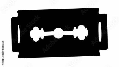 Illustration of a black razor blade with a white center on a white background image design art
