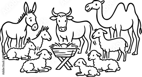 Hand drawn nativity scene