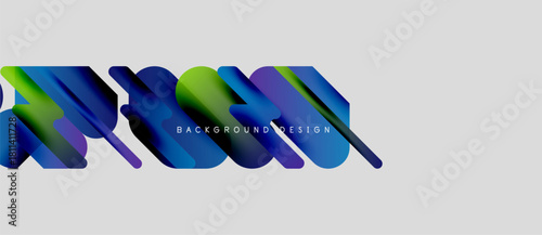 Abstract colorful shapes overlap, creating dynamic background. Gradient hues blend, offering modern visual appeal. Simple design.