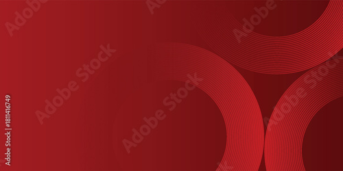 Abstract red background with glowing curve lines. Modern shiny red gradient geometric circle lines pattern. Futuristic concept. Suit for banner, brochure, poster, presentation, cover, design